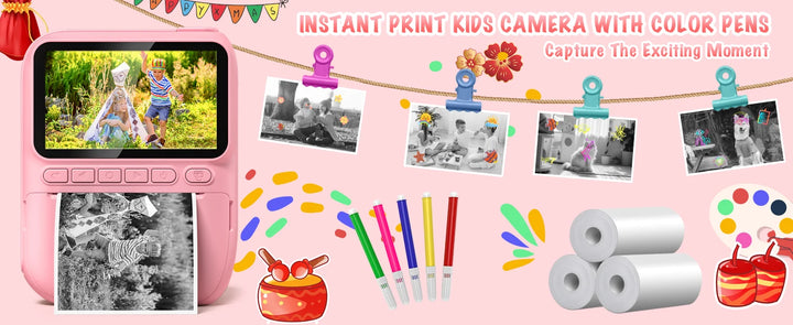Kids Instant Print Camera H2 - Includes 3 Paper Rolls & 32MP Lens