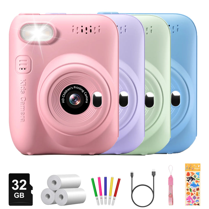 Kids Instant Print Camera H2 - Includes 3 Paper Rolls & 32MP Lens