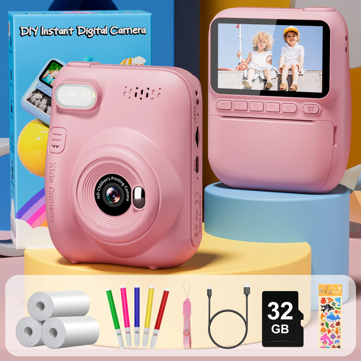 Kids Instant Print Camera H2 - Includes 3 Paper Rolls & 32MP Lens