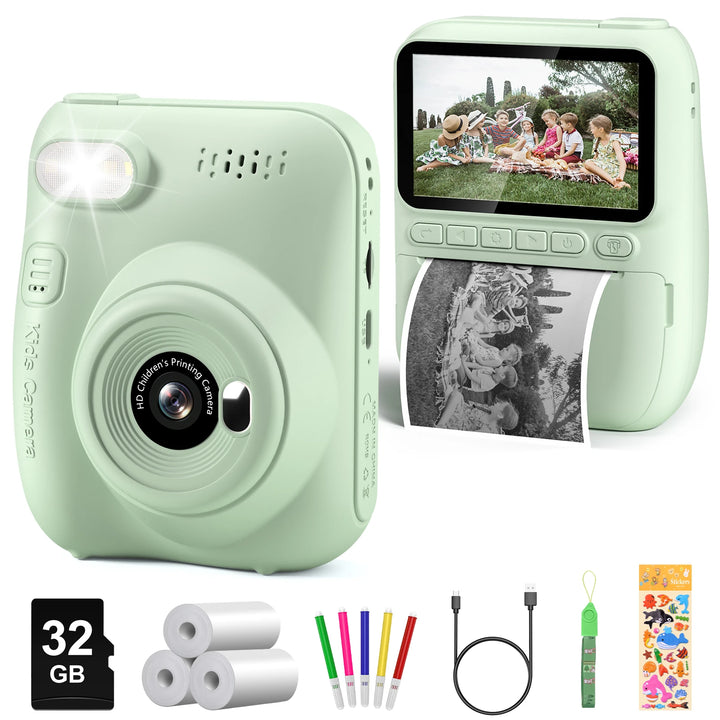 Kids Instant Print Camera H2 - Includes 3 Paper Rolls & 32MP Lens
