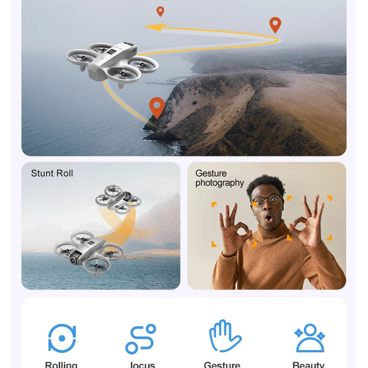 GT3 8K Camera Drone: Easy to Fly with GPS, Obstacle Avoidance & Auto Return