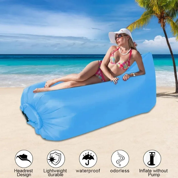 Portable Inflatable Air Lounger (Lazy Bag) for Camping, Beach & Outdoor Parties