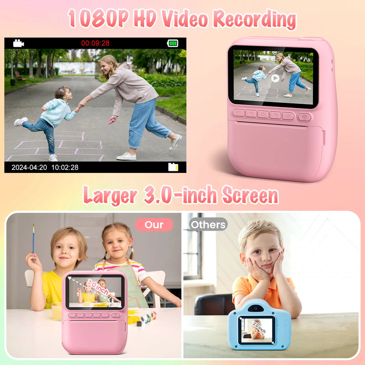 Kids Instant Print Camera H2 - Includes 3 Paper Rolls & 32MP Lens