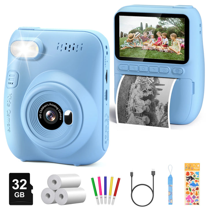 Kids Instant Print Camera H2 - Includes 3 Paper Rolls & 32MP Lens