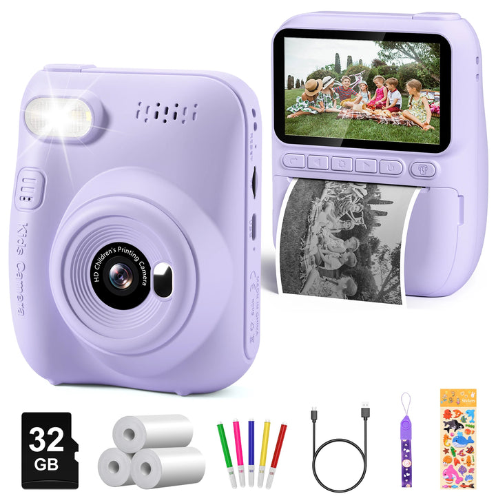 Kids Instant Print Camera H2 - Includes 3 Paper Rolls & 32MP Lens